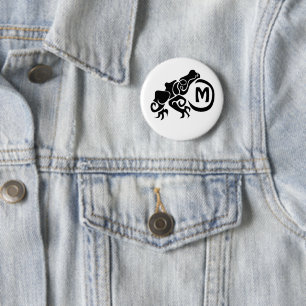 Wick Tribal Frog Monogram 2 Inch Round Button