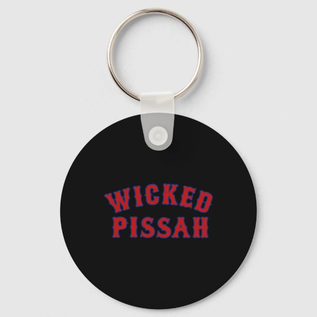 Wicked Ah Funny Er Boston New England Southie Gift Keychain (Front)