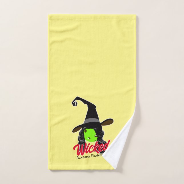 Wicked Awesome Green Pickleball sorcière Halloween (Serviette à main)