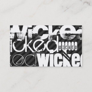 Wicked; Black & Dark Grey Stripes Business Card