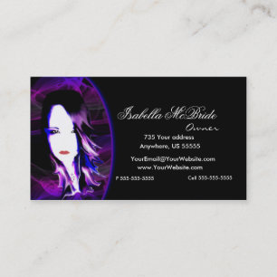 Wicked Black & Purple Hair Stylist Business Card 2