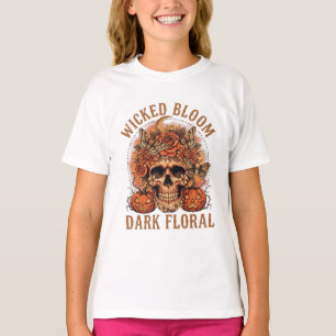 Wicked Bloom Dark Floral Gothic Skull T-Shirt