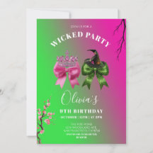 Wicked Bow Girl Birthday Party Invitation