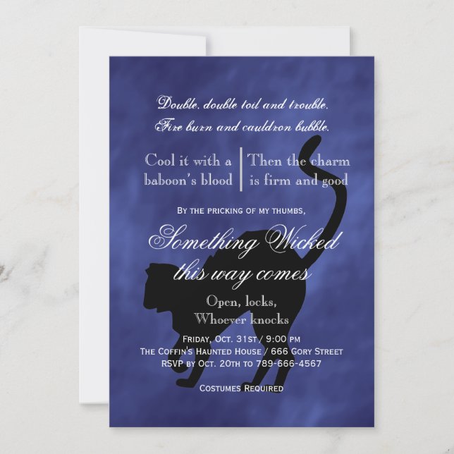 Wicked Cat in Purple Haze Halloween Invitation (Front)