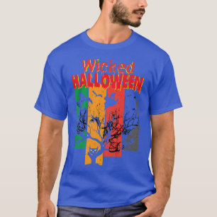 Wicked Cat Witch Moon Funny Letter Print Hallowee T-Shirt