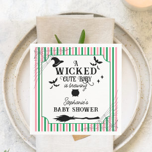 Wicked Cute Baby is Brewing Halloween Baby Shower Napkin
