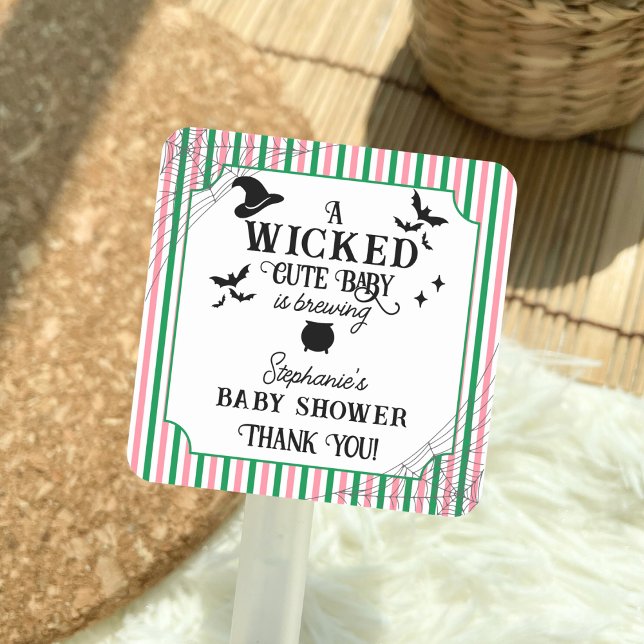 Wicked Cute Baby is Brewing Halloween Baby Shower Square Sticker (Creator Uploaded)