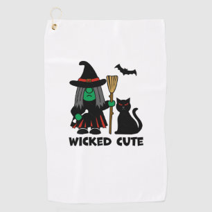 Wicked Cute Gnome Witch   Golf Towel