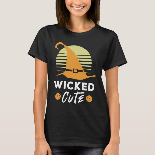 Wicked Cute Witch Hat Funny Halloween T-Shirt (Front)