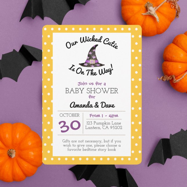Wicked Cutie Orange Dot Baby Shower Invitation (Creator Uploaded)