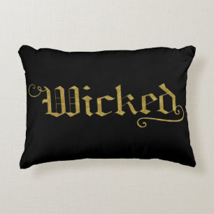 WICKED Faux Gold Look Halloween Festive Accent Pillow