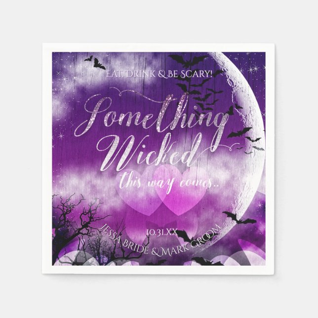 Wicked Fun Halloween Love Moon Wedding Napkin (Front)