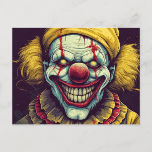 Wicked Funhouse Clown Illustration Design Postcard
