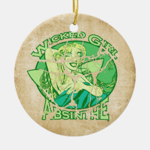 Wicked Girl Absinthe Vintage Ceramic Ornament