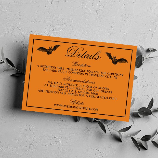 Wicked Halloween Orange Black Gothic Wedding Enclosure Card (Creator Uploaded)