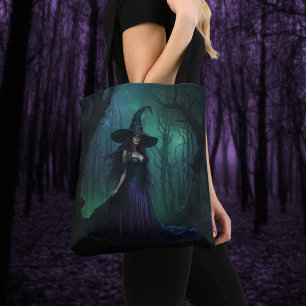 Wicked Halloween Witch in Purple and Black Tote Bag
