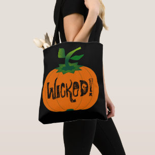 Wicked Happy Halloween Black  Orange Pumpkin Tote Bag