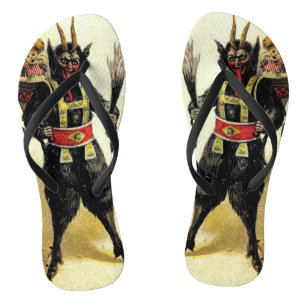 Wicked Krampus Scary Demon Holiday Christmas Xmas Flip Flops
