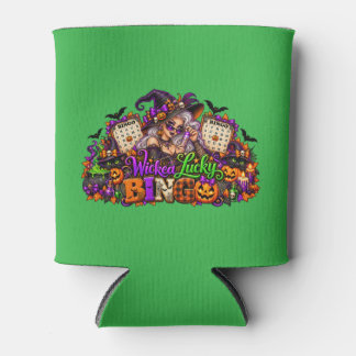 Wicked Lucky Halloween Bingo Witch & Black Cats  Can Cooler