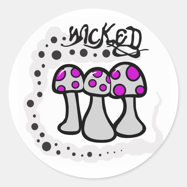 Wicked Mushroom Classic Round Sticker (Front)