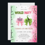 wicked party Birthday Invitation<br><div class="desc">Are you a good witch or a bad witch! Host a Wicked birthday party with this beautiful pink and green  invitation. Personalize with your party details.</div>
