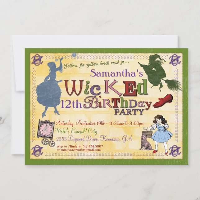 Wicked Party Invitation - Wizard of Oz (Front)