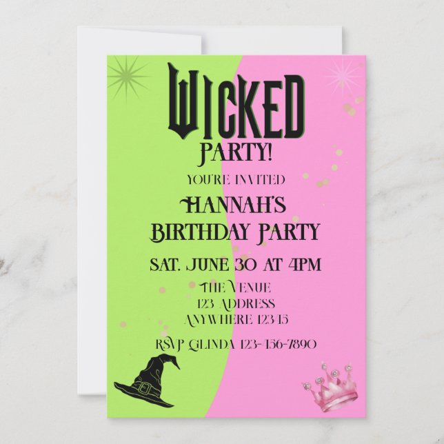 Wicked Pink Green Birthday Invitation (Front)