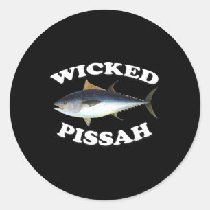 Wicked Pissah Bluefin Tuna Illustration Fishing An Classic Round Sticker