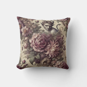 Wicked Plum Petals – Gothic Floral Design Throw Pillow