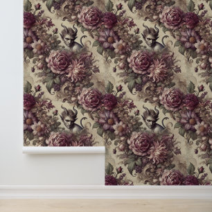 Wicked Plum Petals – Gothic Floral Design Wallpaper