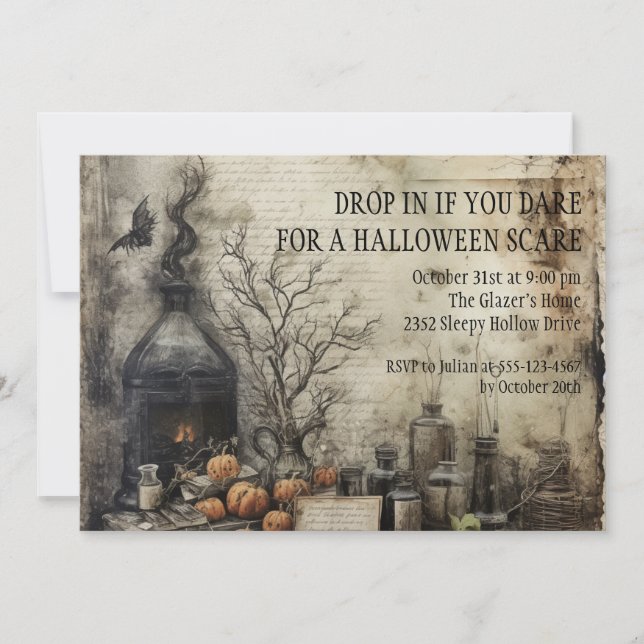 Wicked Pumpkins Potion Vintage Halloween Gothic Invitation (Front)