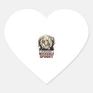 Wicked Skeleton Halloween Vintage Engraving Design Heart Sticker