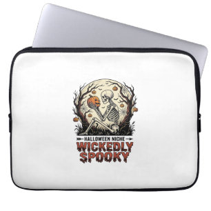 Wicked Skeleton Halloween Vintage Engraving Design Laptop Sleeve