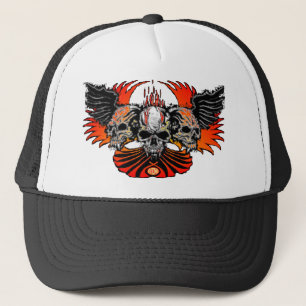 Wicked Skulls Wings Flames Phoenix... - Customized Trucker Hat