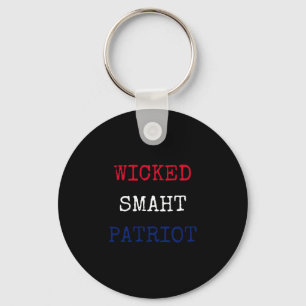 Wicked smaht smart patriot funny boston keychain
