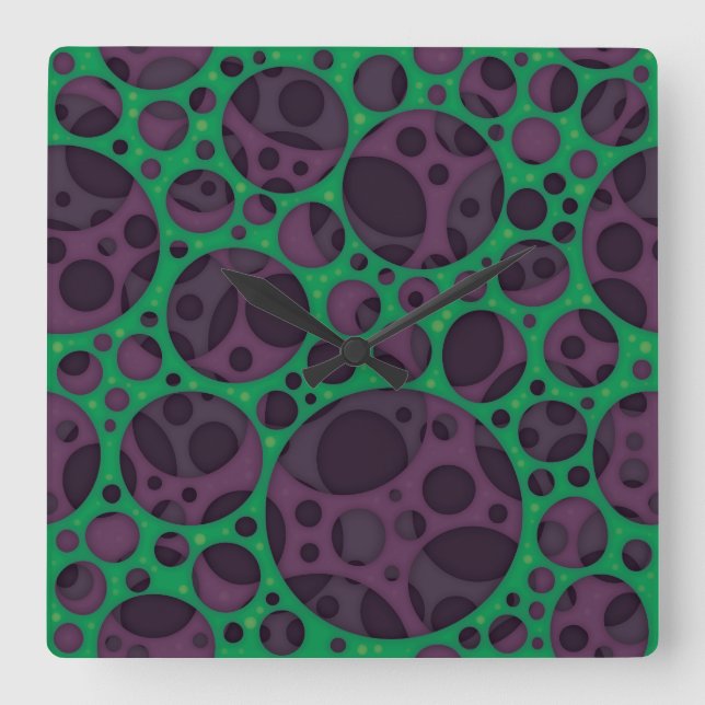 Wicked Trippy Abstract Slime Holes Design Pattern Square Wall Clock (Front)