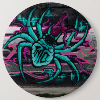 Wicked Turquoise Spider 6 Inch Round Button