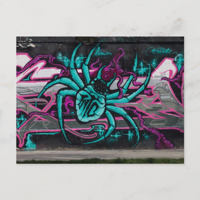 Wicked Turquoise Spider Postcard (Front)