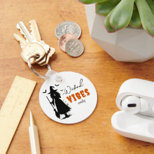 "Wicked Vibes Only" -  Halloween Black Witch –  Keychain