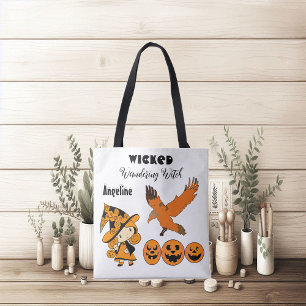 Wicked Wandering Witch Personalized Halloween Cute Tote Bag