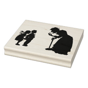 Wicked Witch and Scared Children Rubber Stamp