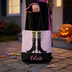 Wicked Witch Boots Monogrammed Trick or Treat Tote Bag