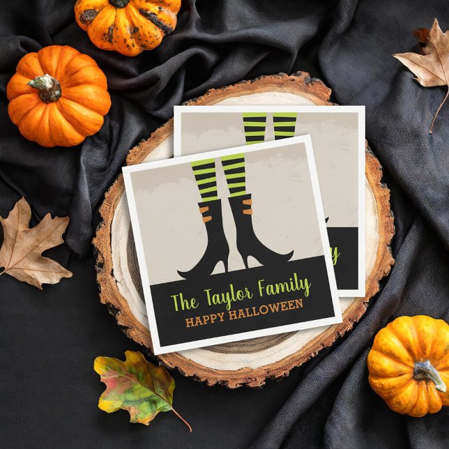 Wicked Witch Boots Personalized Halloween Party Napkin (Creator Uploaded)