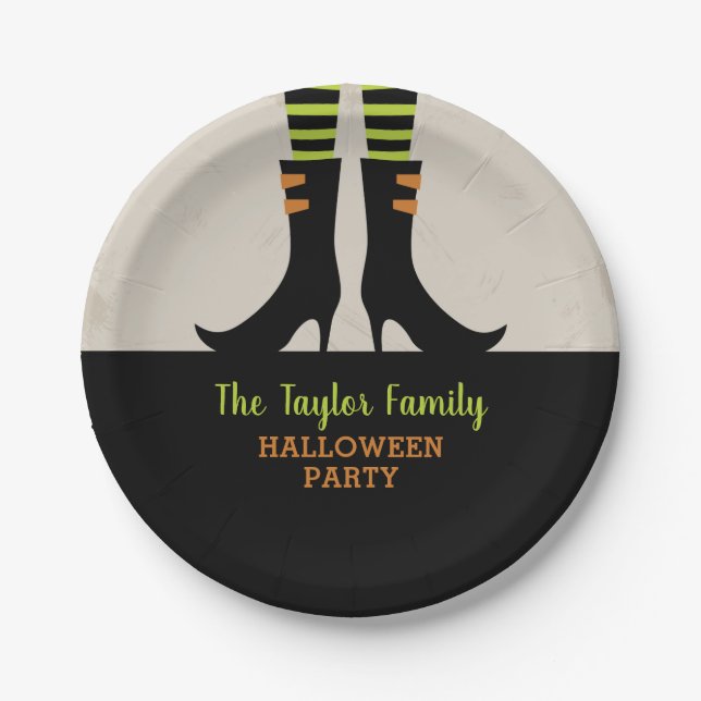 Wicked Witch Boots Personalized Halloween Party Paper Plate (Front)