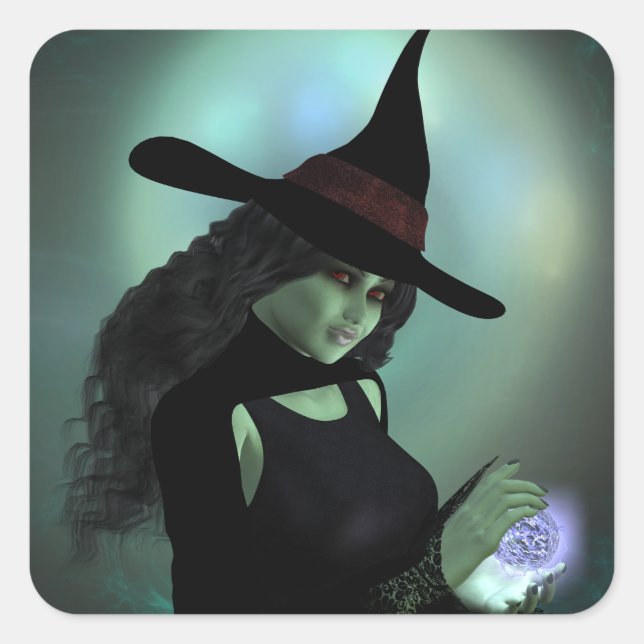 Wicked Witch Casting a Spell Square Sticker (Front)