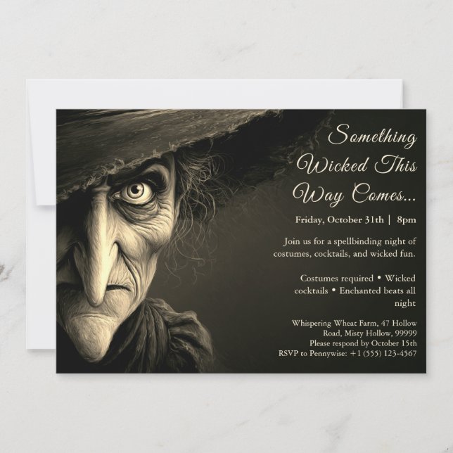 Wicked Witch Halloween Costume Party Invitation (Front)