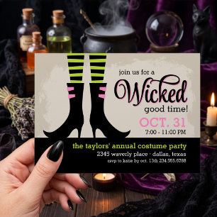 Wicked Witch Halloween Costume Party Invitation
