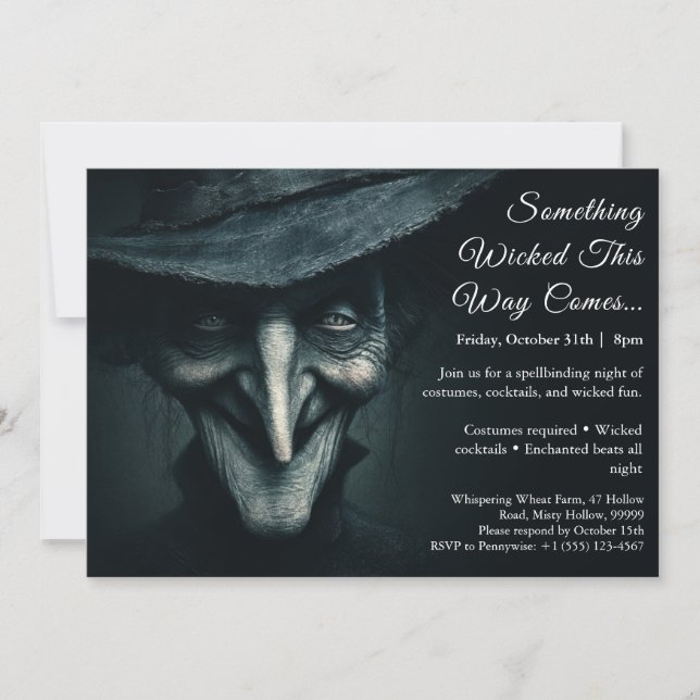 Wicked Witch Halloween Costume Party Invitation (Front)