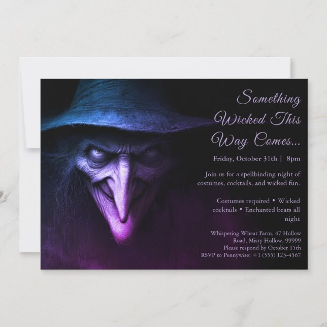 Wicked Witch Halloween Costume Party Invitation (Front)