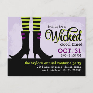 Wicked Witch Halloween Costume Party Invitation Postcard